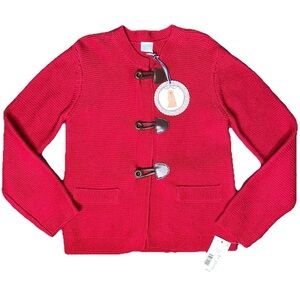 Edgehill Collection Red Knit Toggle Pocket Jacket Sweater NWT 5